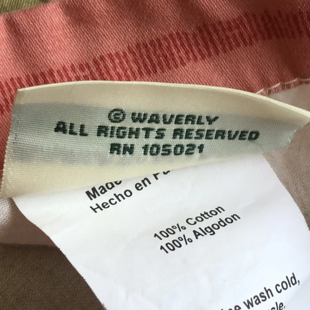 WAVERLY FOREVER YOURS GOLD ROSE PINK STRIPE FLORAL European sham 90s vibe